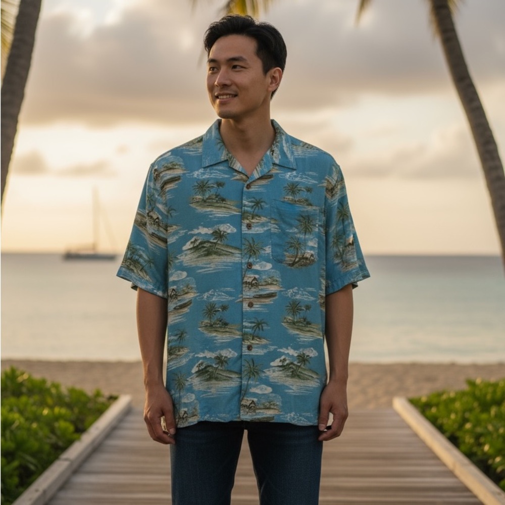 ♥️Island Republic♥️ Men’s Hawaiian button down, size (L)